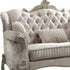 69" Ivory Polyester Blend Chesterfield Loveseat and Toss Pillows