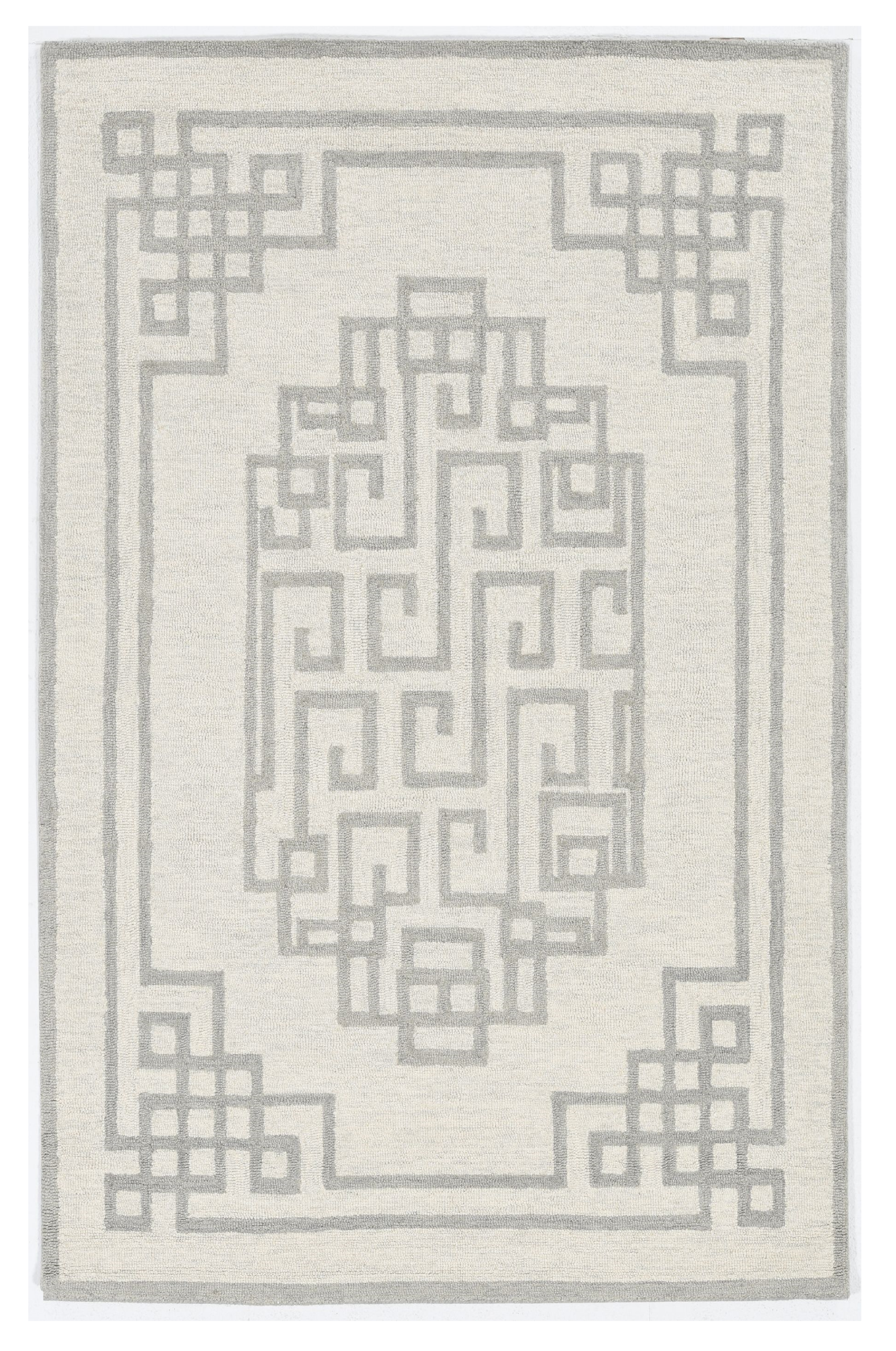 2' X 4' Ivory  Grey Wool Area Rug