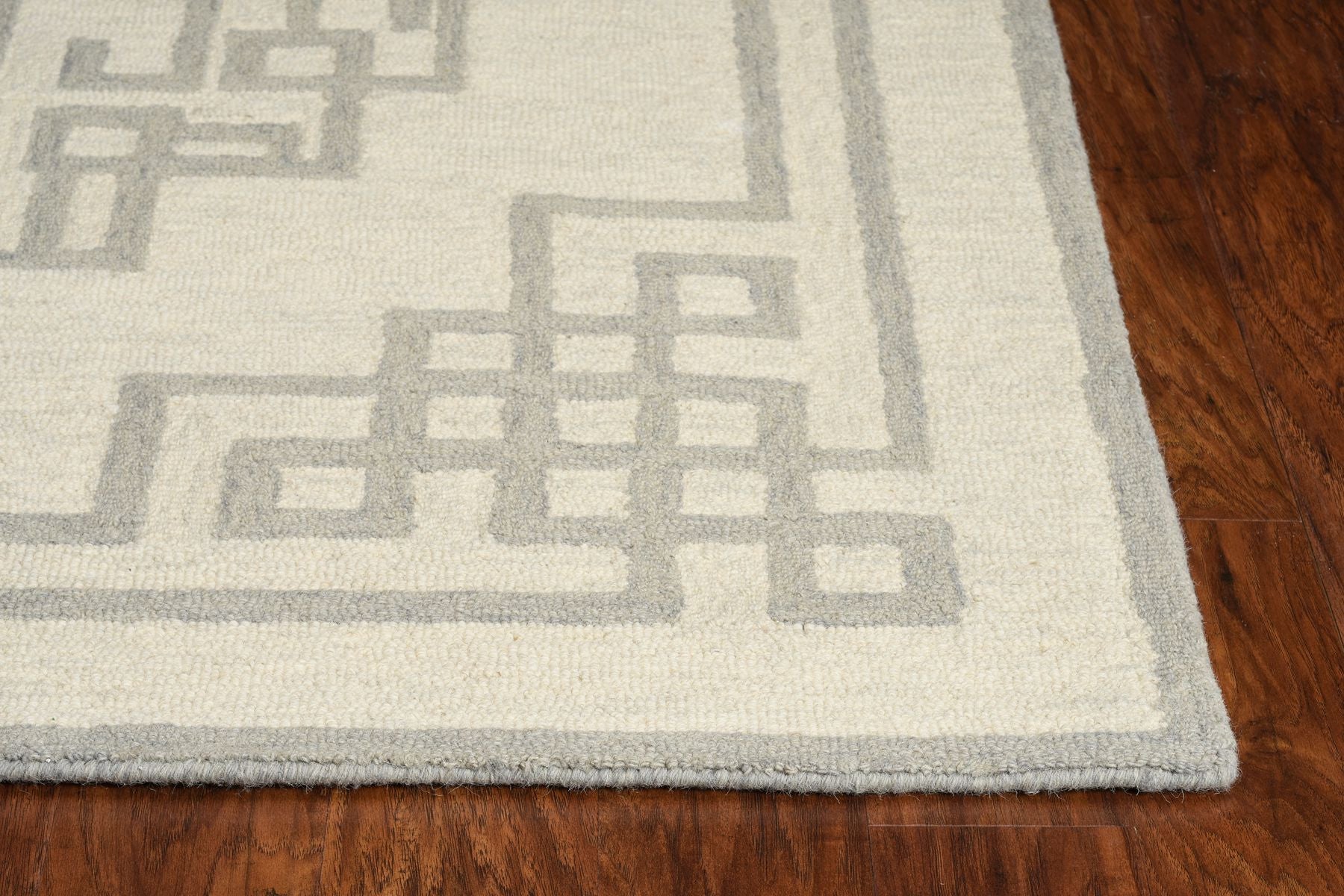 2' X 4' Ivory  Grey Wool Area Rug