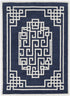 2'X4' Navy Blue Ivory Hand Tufted Greek Key Medallion Indoor Accent Rug