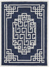 2'X4' Navy Blue Ivory Hand Tufted Greek Key Medallion Indoor Accent Rug