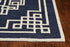 3'X5' Navy Blue Ivory Hand Tufted Greek Key Medallion Indoor Area Rug