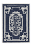 3'X5' Navy Blue Ivory Hand Tufted Greek Key Medallion Indoor Area Rug