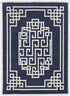 3'X5' Navy Blue Ivory Hand Tufted Greek Key Medallion Indoor Area Rug