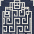 2'X4' Navy Blue Ivory Hand Tufted Greek Key Medallion Indoor Accent Rug