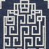 3'X5' Navy Blue Ivory Hand Tufted Greek Key Medallion Indoor Area Rug