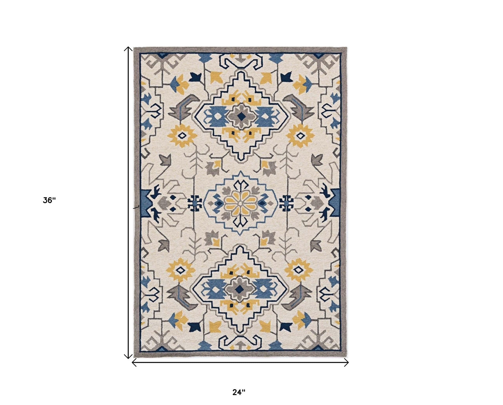 2' X 3' Ivory Polypropylene Accent Rug