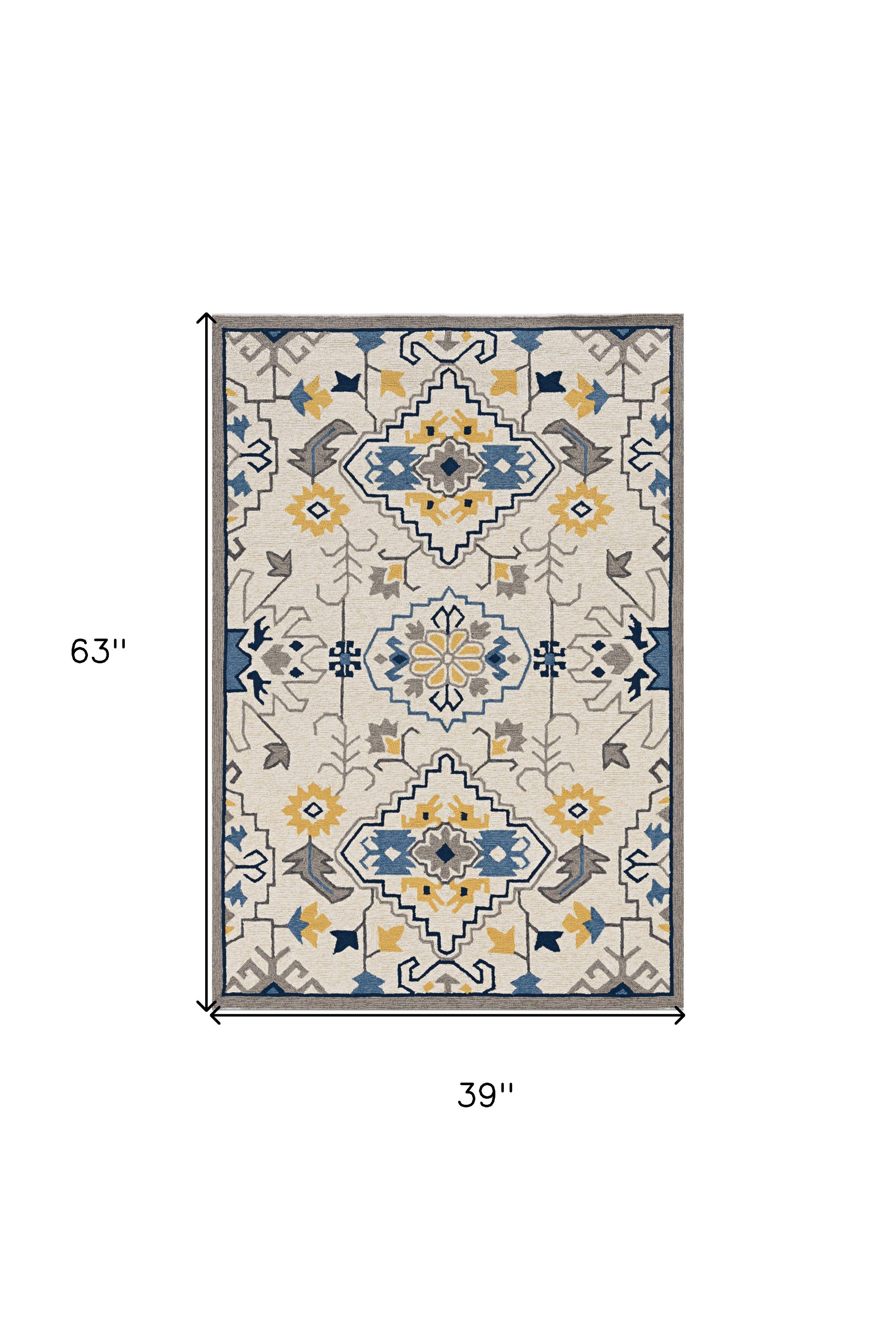 2' X 3' Ivory Polypropylene Accent Rug