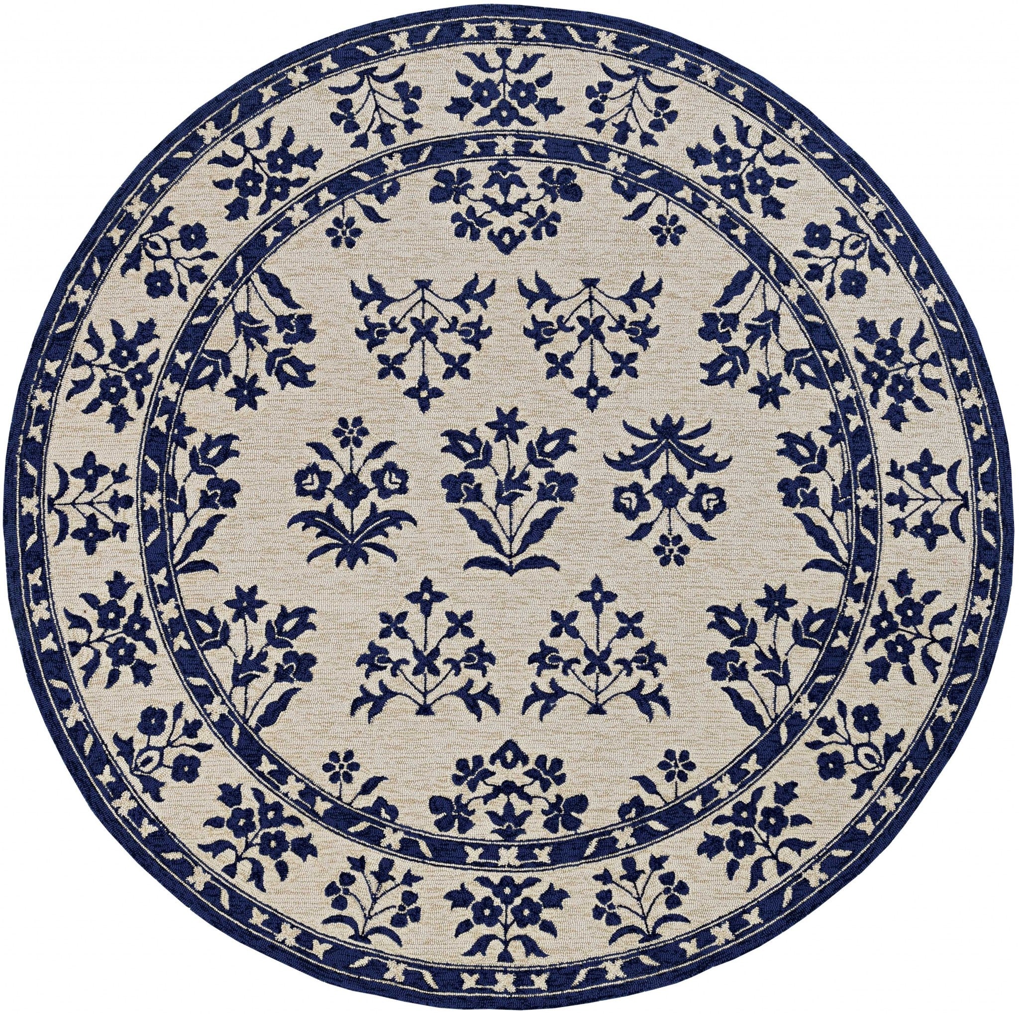 90 X 90 Sand Or  Blue Polypropylene Rug