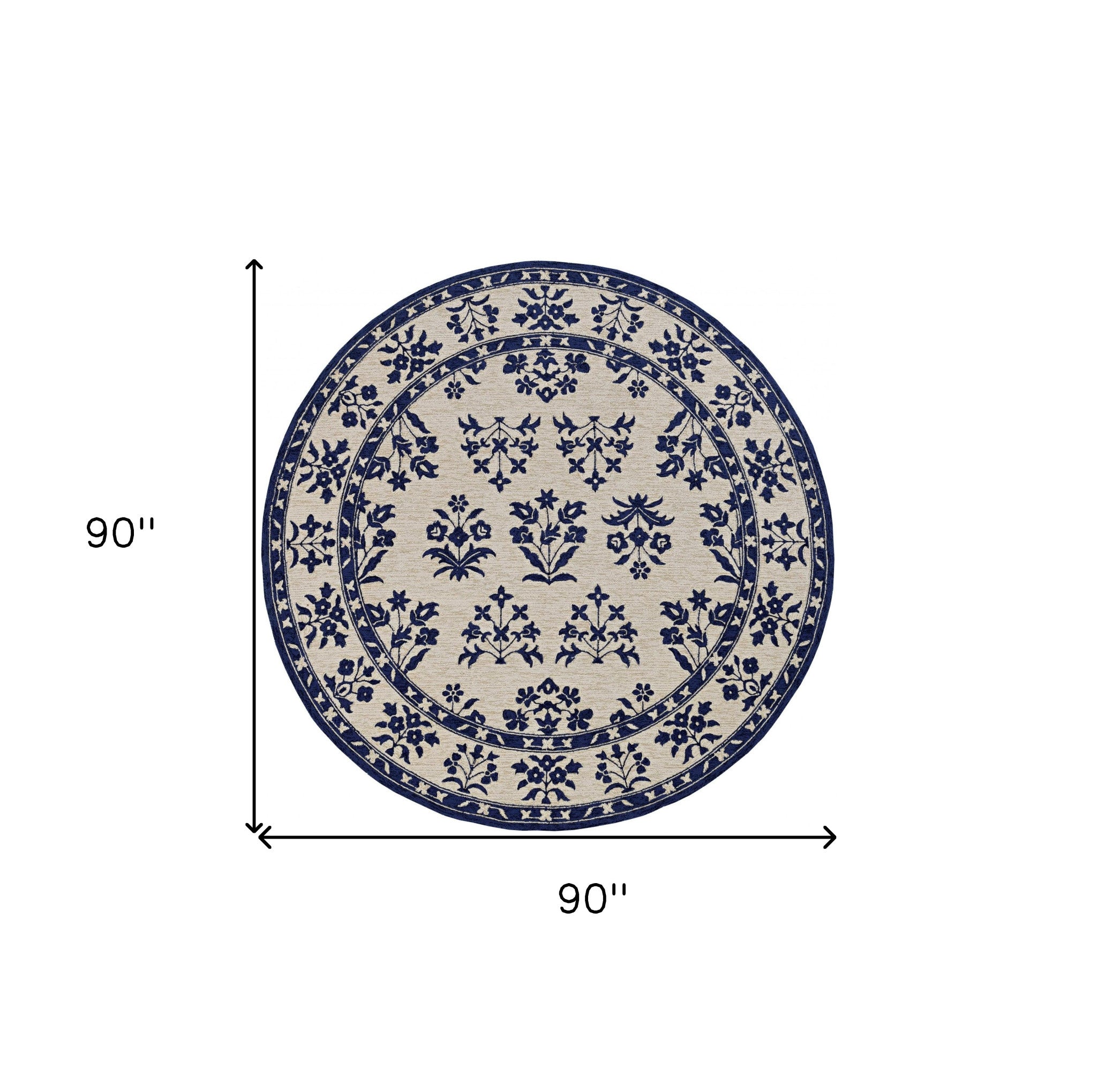 90 X 90 Sand Or  Blue Polypropylene Rug