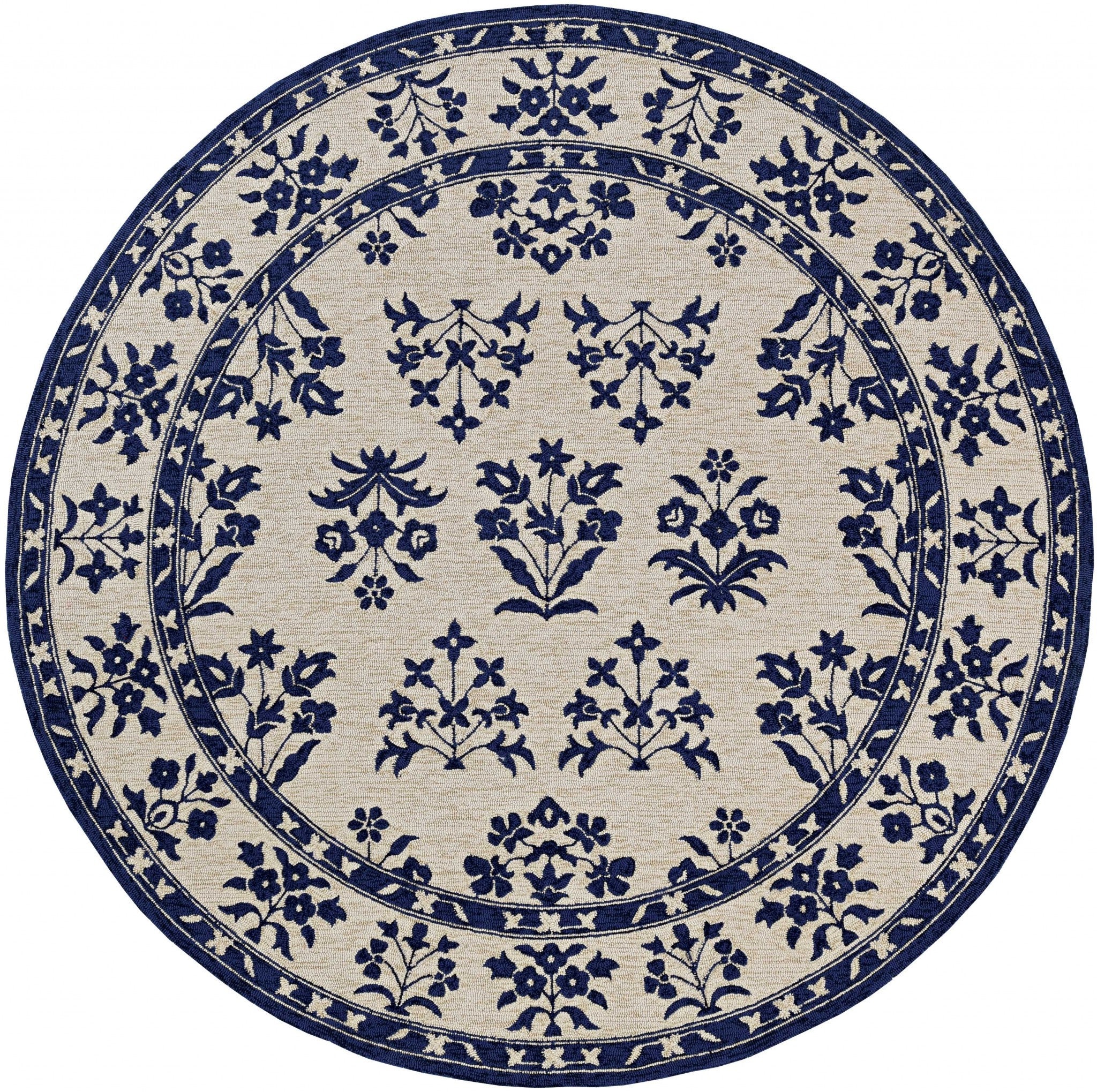 90 X 90 Sand Or  Blue Polypropylene Rug