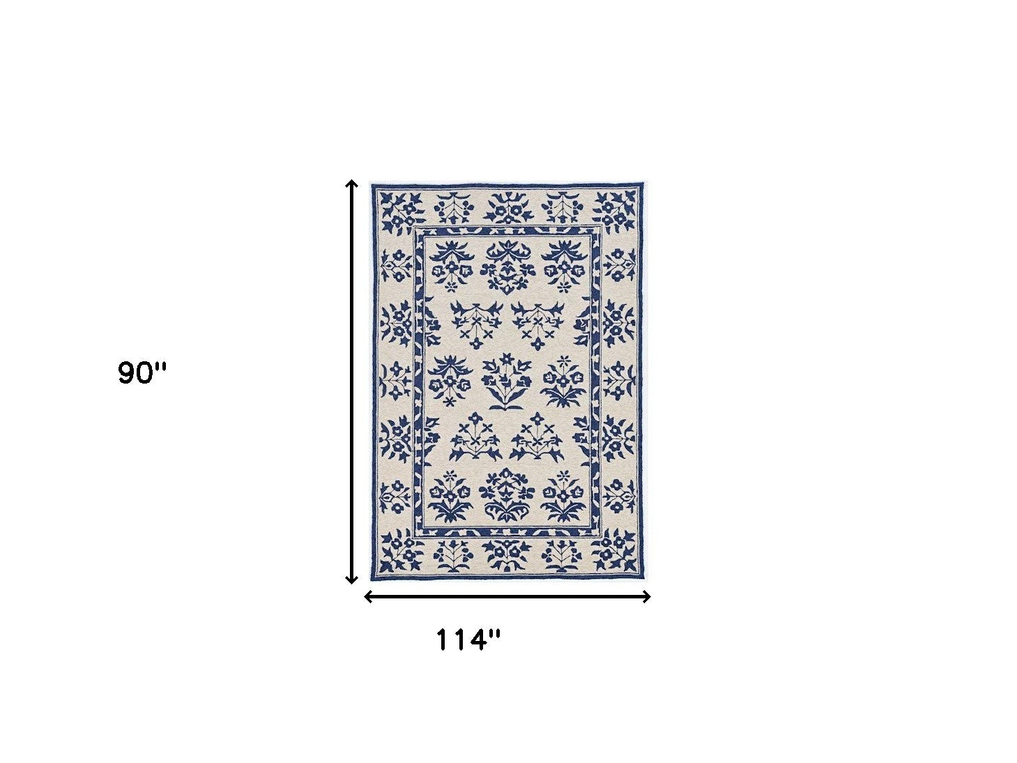 2'X3' Sand Blue Hand Hooked Uv Treated Floral Traditional Indoor Outdoor Accent Rug