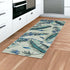 8' Grey Blue Hand Tufted Tropical Leaves Indoor Runner Rug