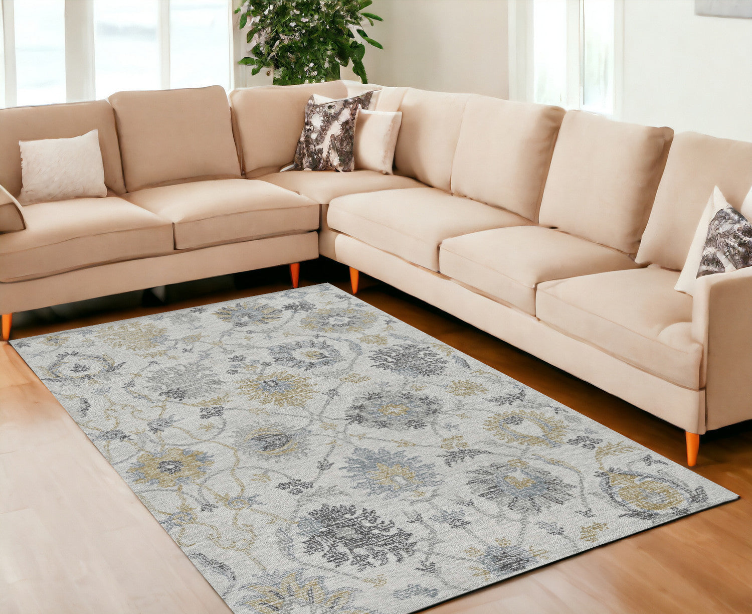 96 X 132 Ivory  Wool Rug