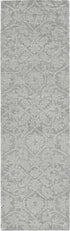 8' Grey Hand Tufted Space Dyed Floral Ogee Indoor Runner Rug