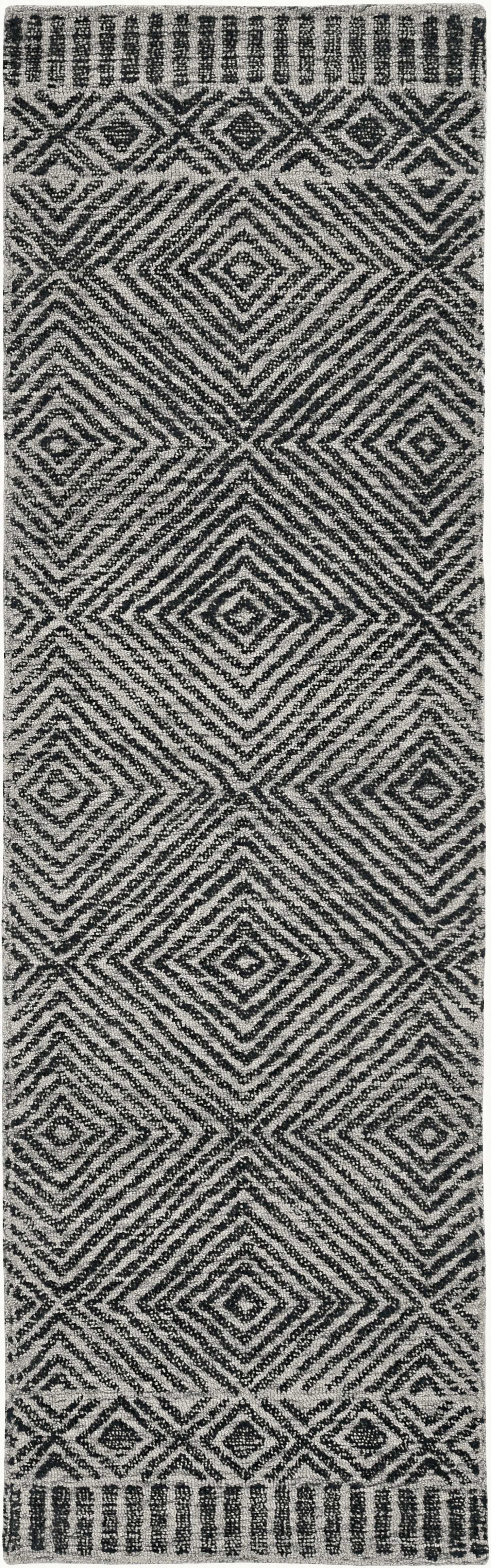 5'X7' Grey Black Hand Tufted Space Dyed Geometric Indoor Area Rug