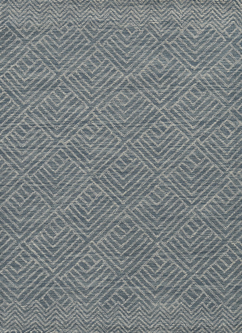 2' X 8' Denim Geometric Tiles Wool Runner Rug