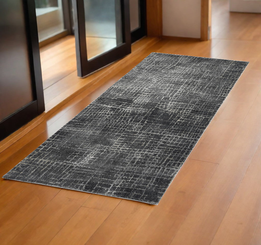 8'X10' Grey Machine Woven Abstract Scratch Indoor Area Rug