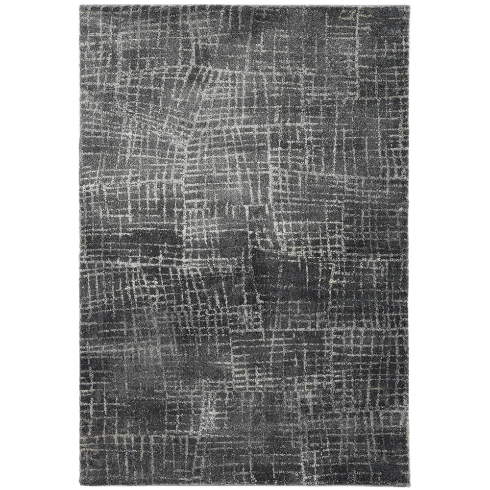 2' X 7' Grey Abstract Lines Runner Rug