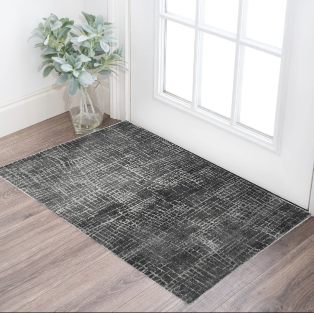 2' X 7' Grey Abstract Lines Runner Rug