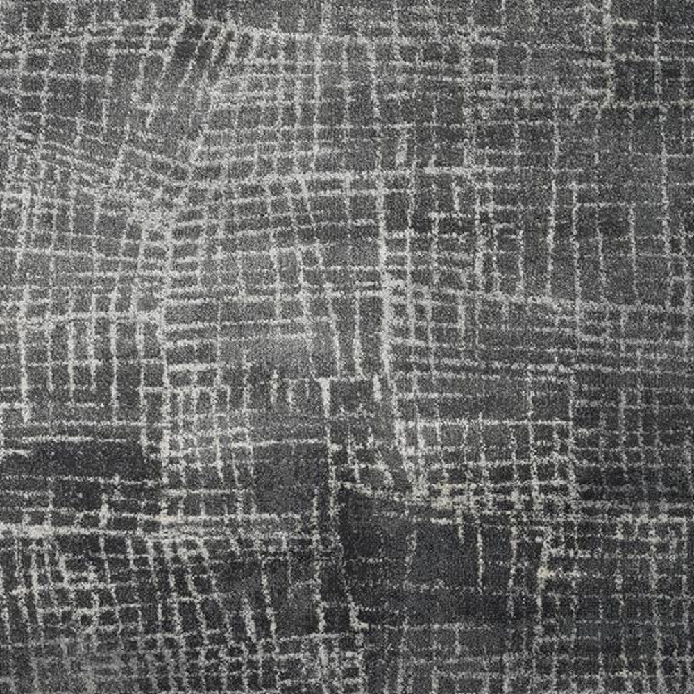 2' X 7' Grey Abstract Lines Runner Rug