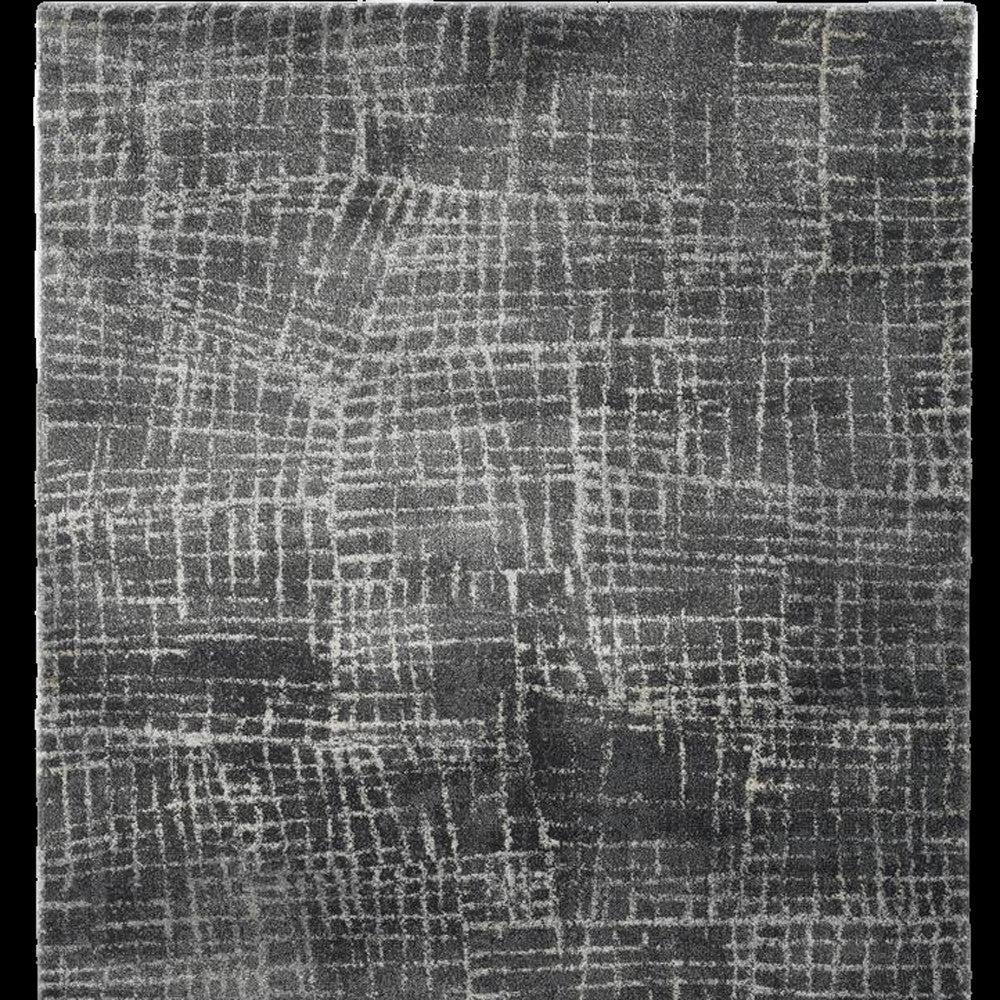 2' X 7' Grey Abstract Lines Runner Rug