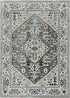 7' Grey Machine Woven Diamond Floral Medallion Indoor Runner Rug