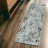 7' Ivory Grey Machine Woven Abstract Vermicular Indoor Runner Rug