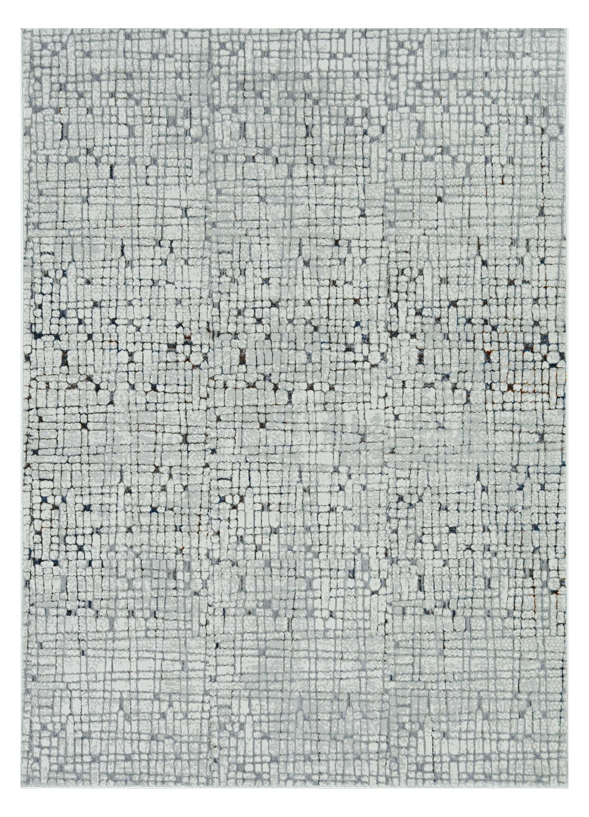 7'X10' Grey Machine Woven Abstract Lines Indoor Area Rug