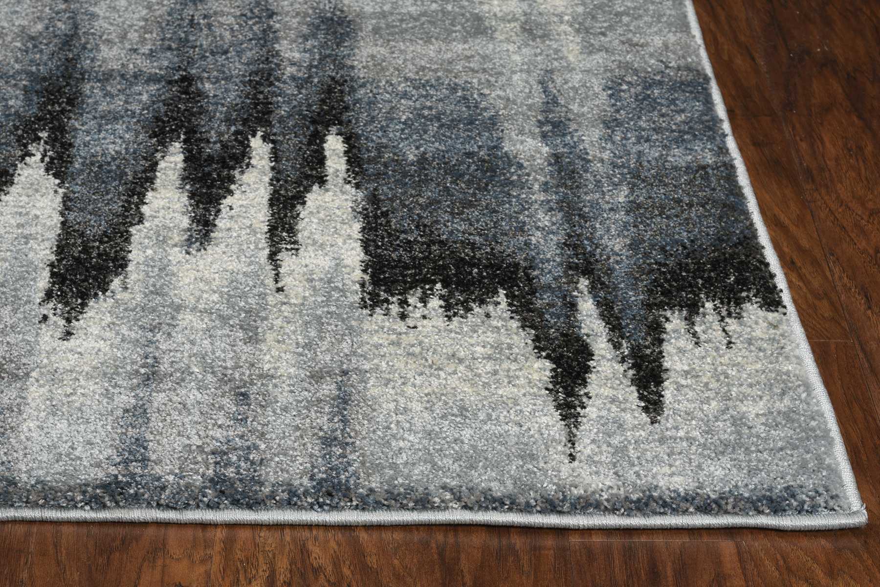 3'X5' Blue Ivory Machine Woven Abstract Pulse Area Rug