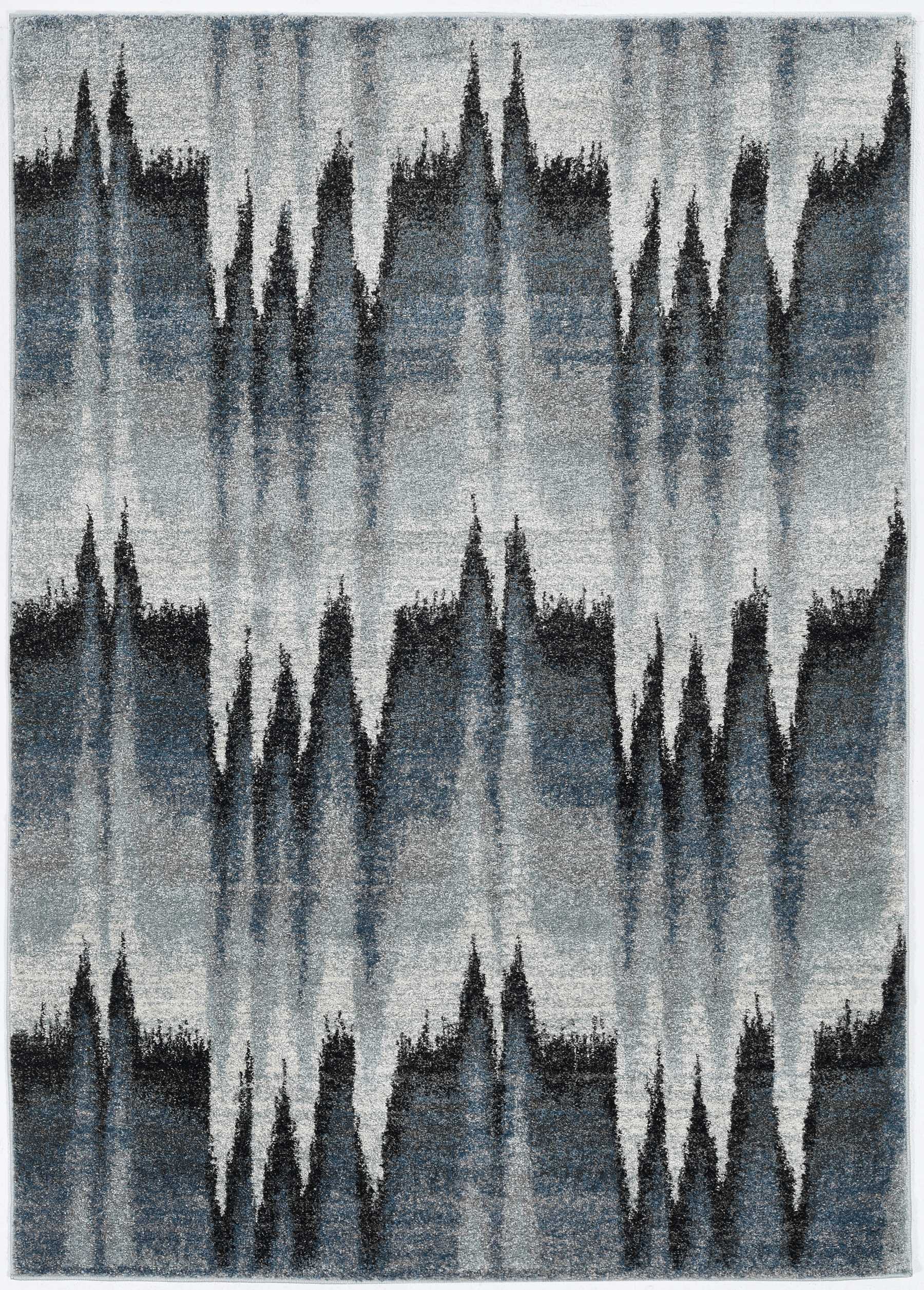 3'X5' Blue Ivory Machine Woven Abstract Pulse Area Rug