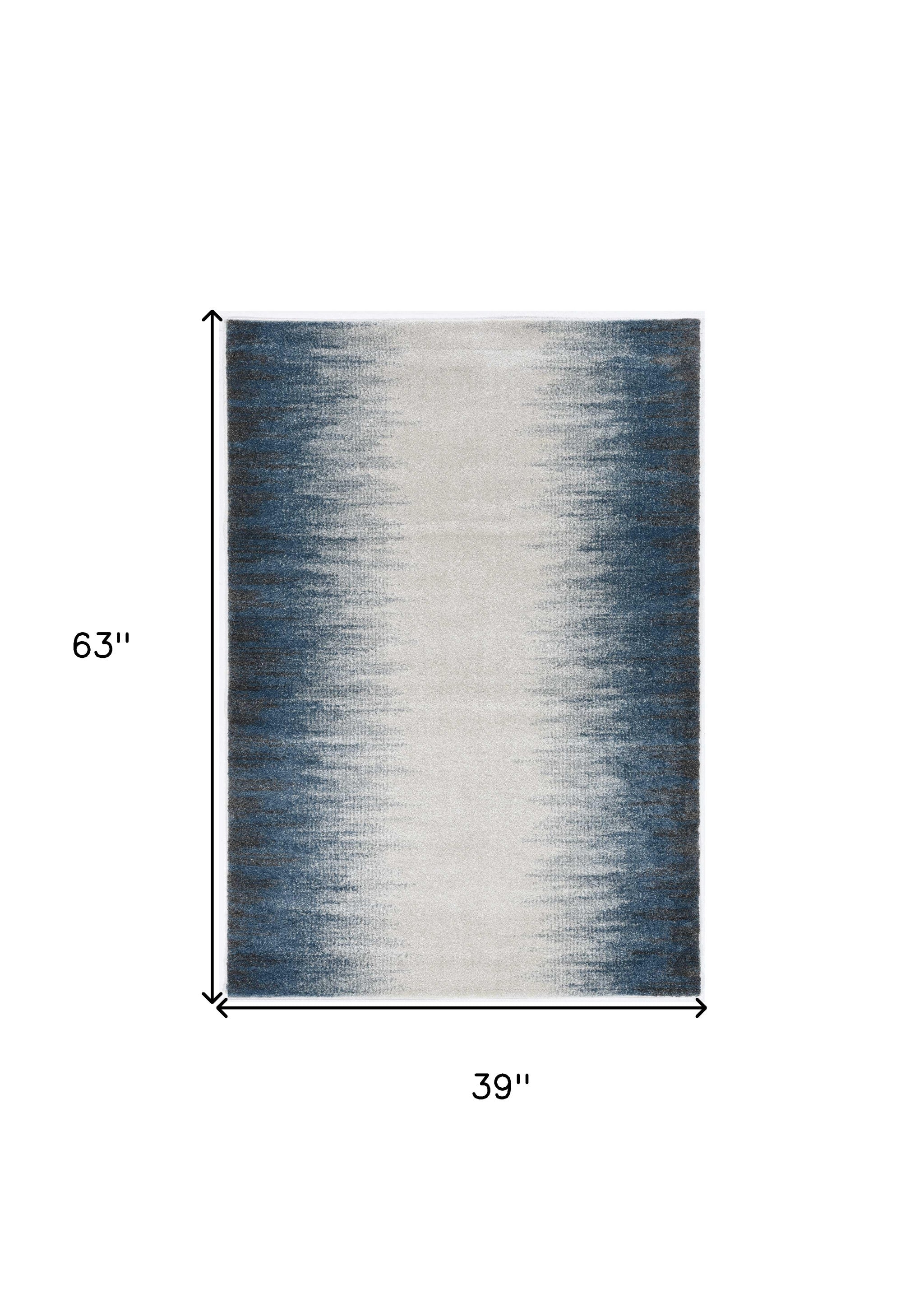 3' X 5'  Ivory Blue Gradient Area Rug