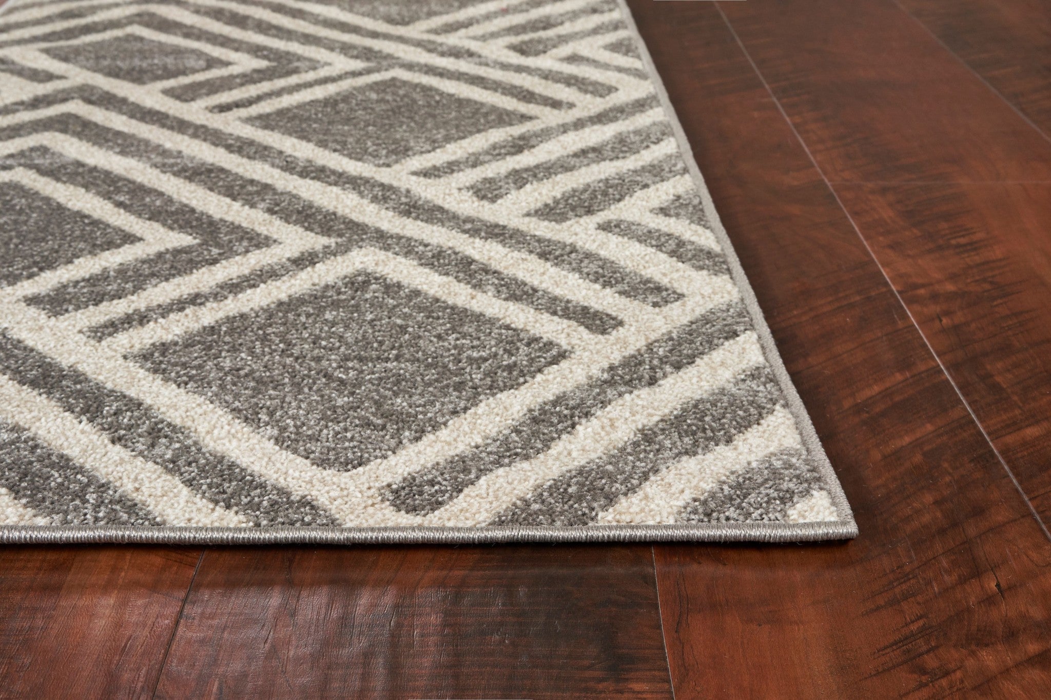 3'X5' Grey Machine Woven Uv Treated Geometric Indoor Outdoor Area Rug