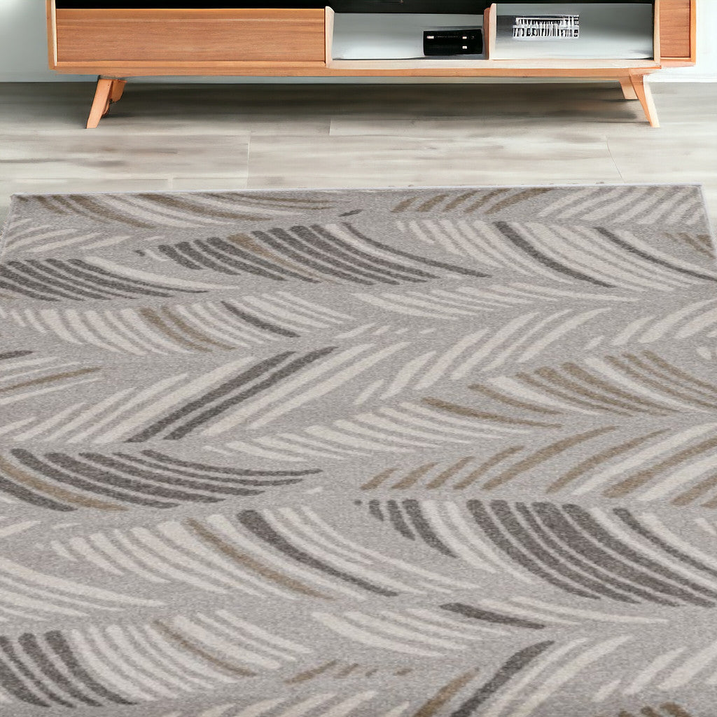 2' X 3' Grey And Beige Waves Accent Rug