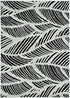 5'X8' Black White Machine Woven Uv Treated Oversized Leaves Indoor Outdoor Area Rug