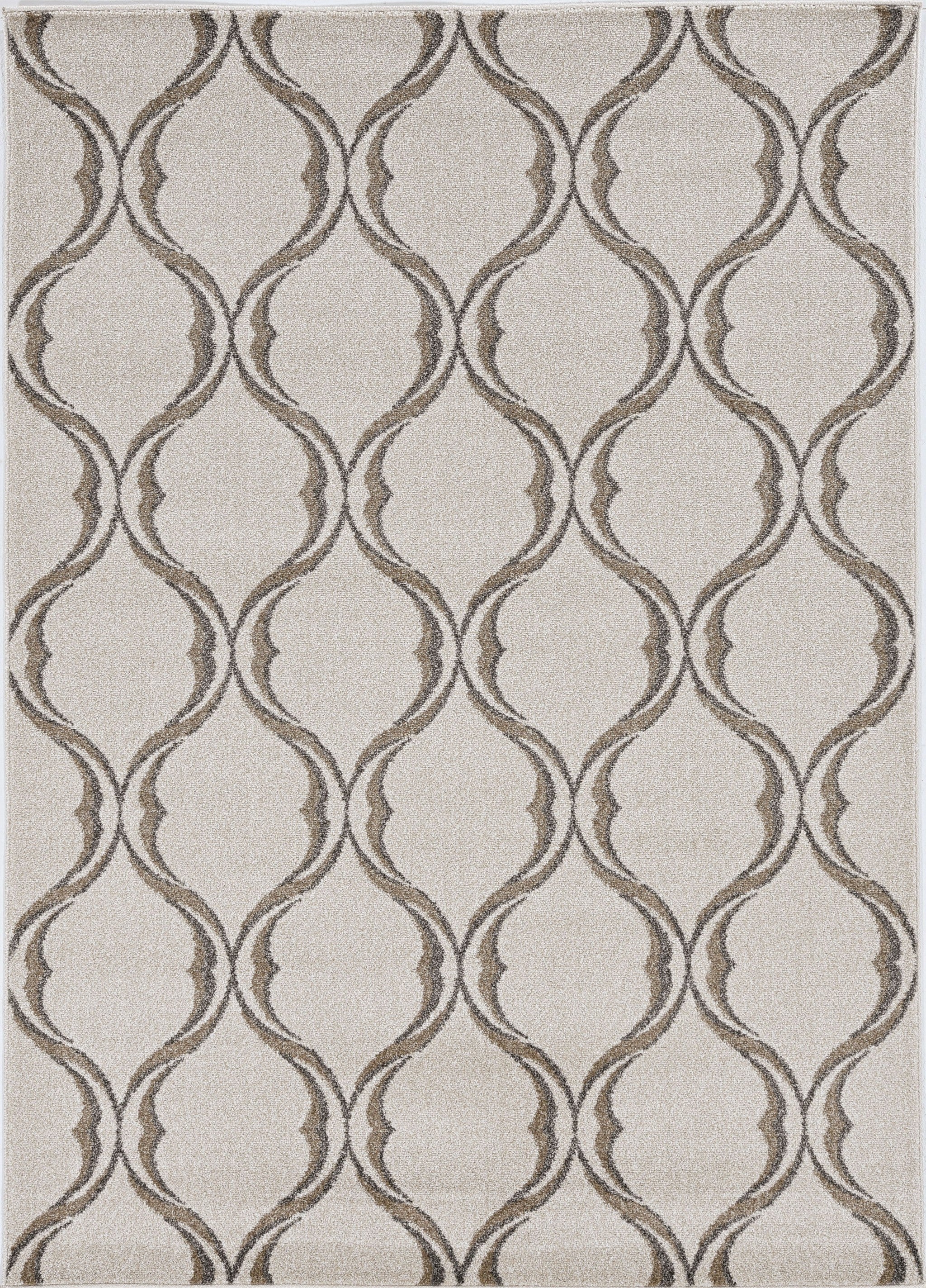 5' X 8' Sand Wavy Lines Area Rug