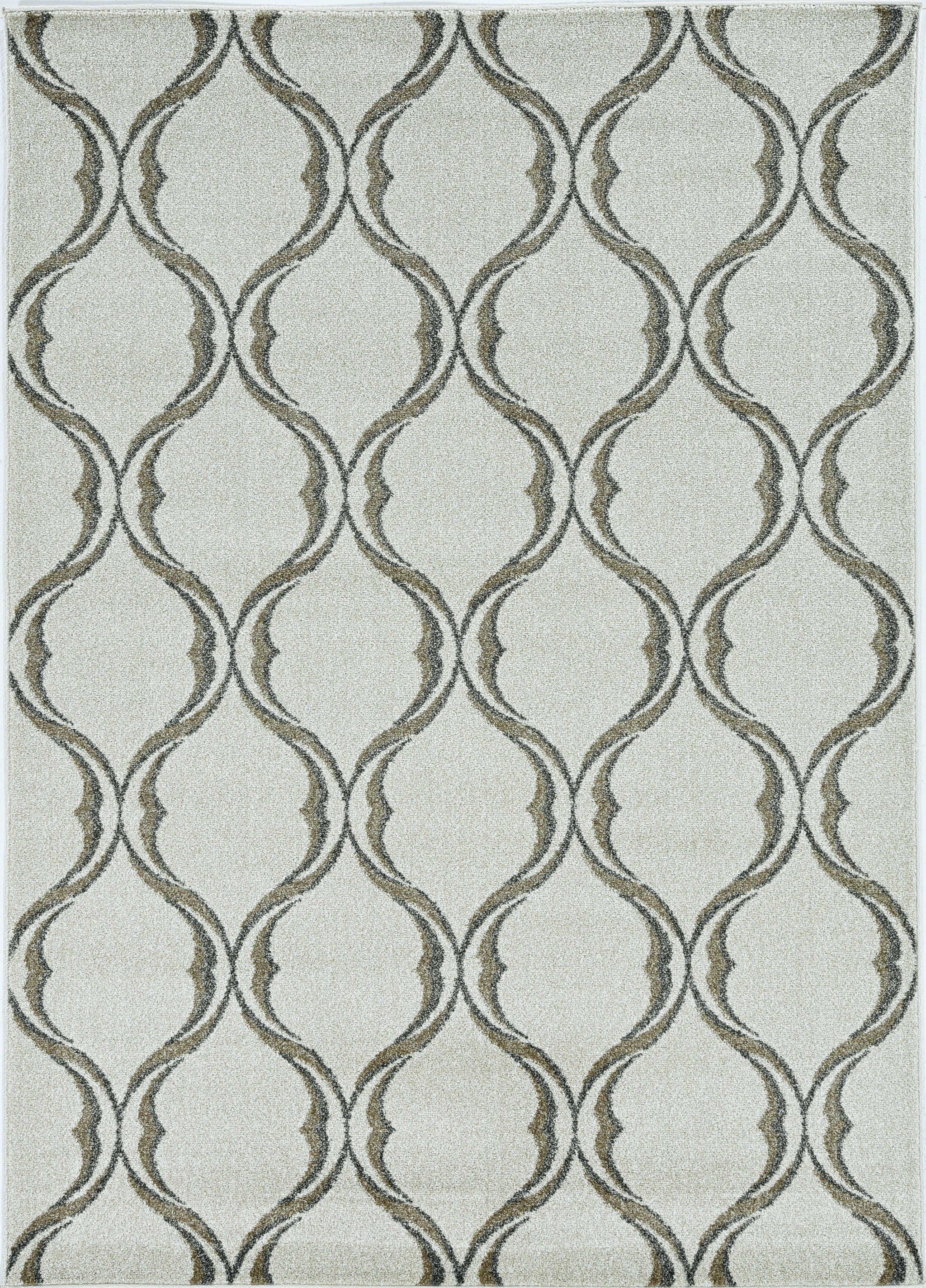 2' X 3' Sand Wavy Line Pattern Accent Rug