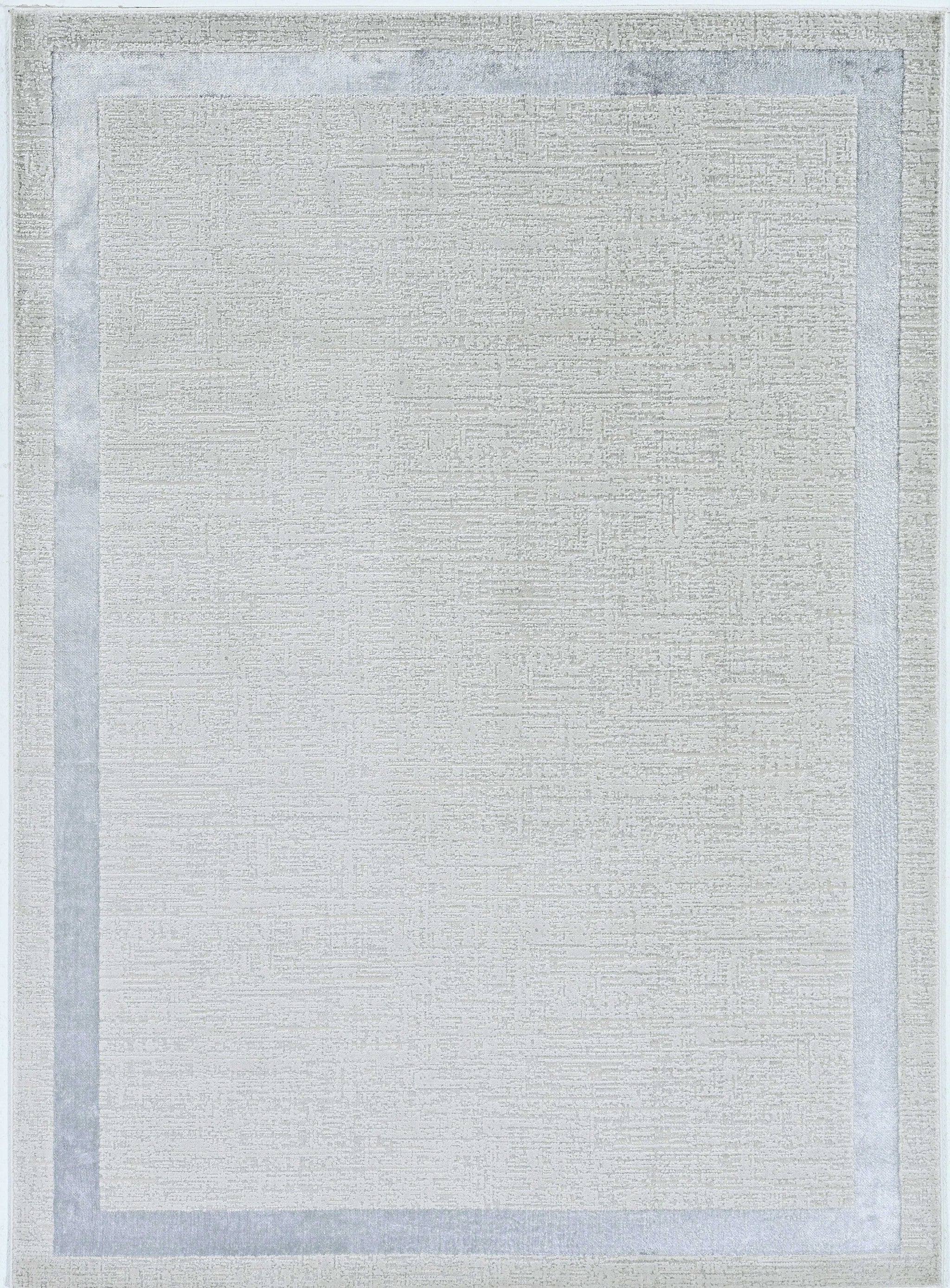 3'X5' Ivory Silver Machine Woven Bordered Indoor Area Rug