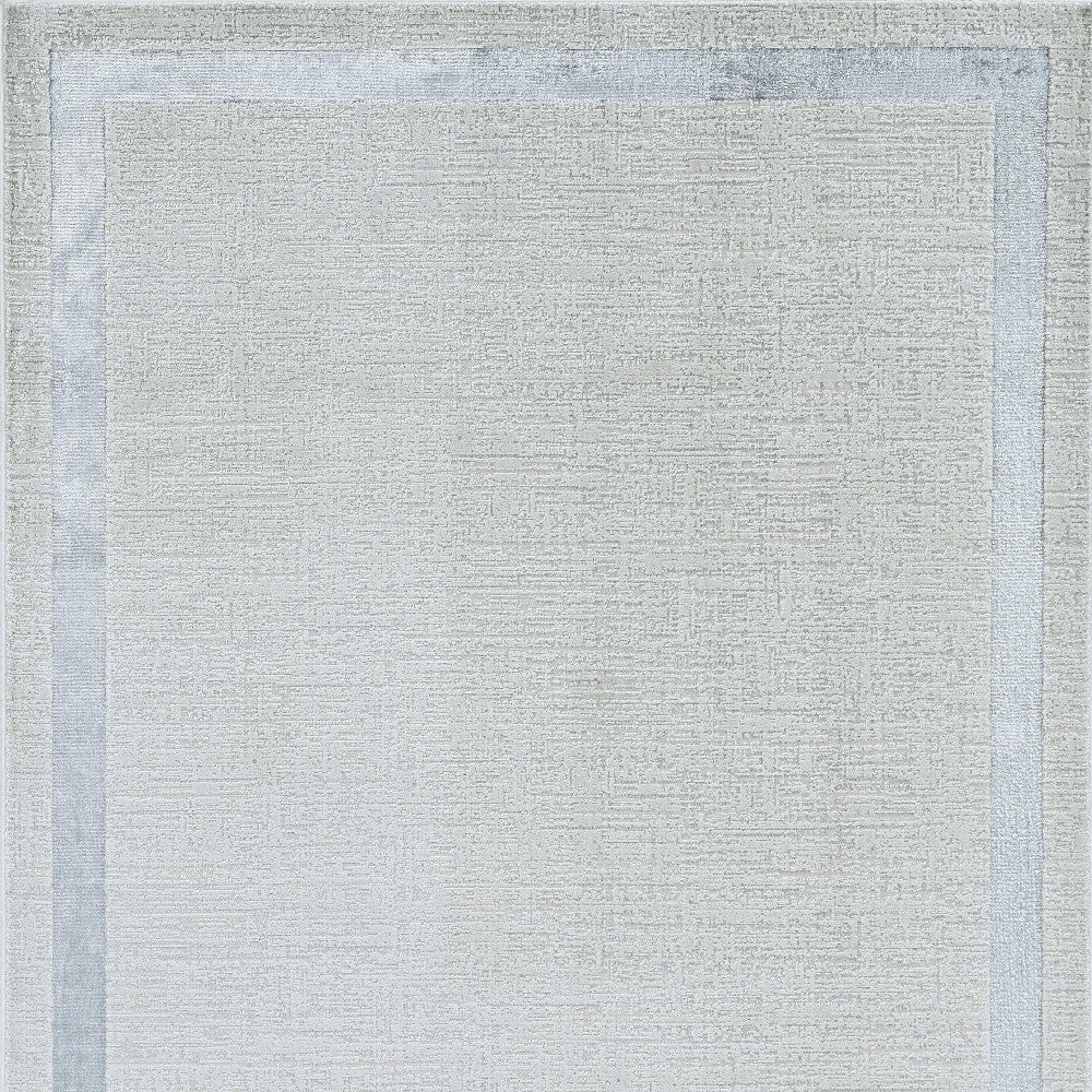 3'X5' Ivory Silver Machine Woven Bordered Indoor Area Rug