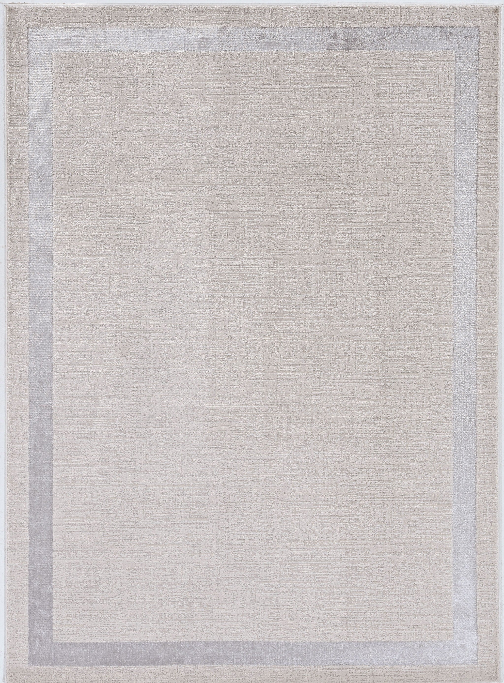 3'X5' Ivory Silver Machine Woven Bordered Indoor Area Rug