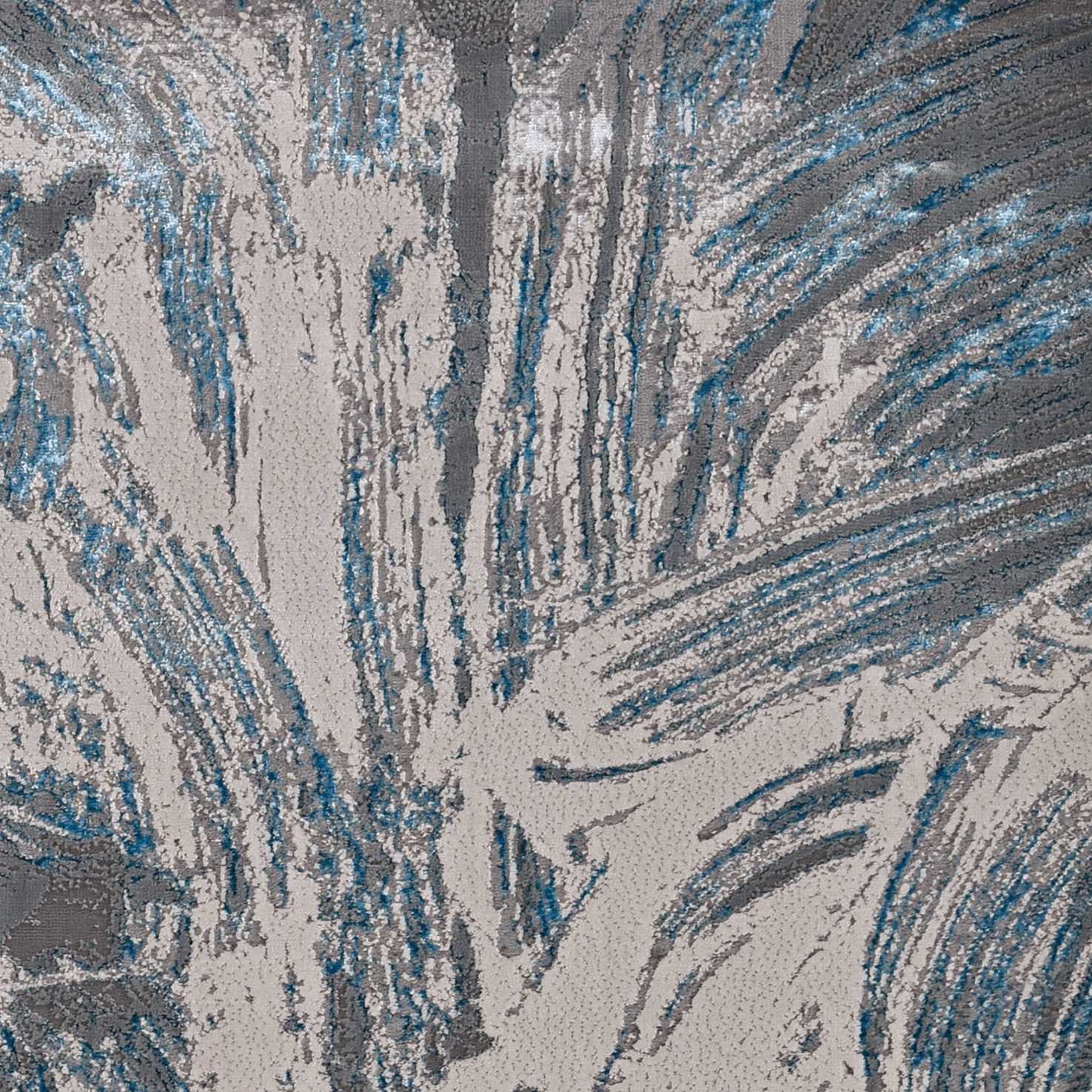 3' X 5' Silver Or Blue Abstract Brushstrokes Area Rug