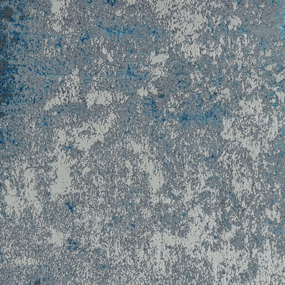 5'X8' Silver Blue Machine Woven Abstract Smudge Indoor Area Rug