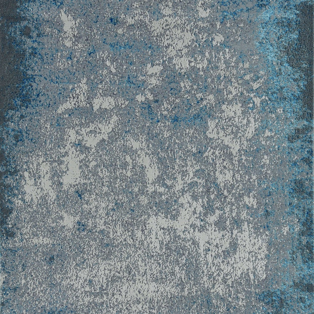 5'X8' Silver Blue Machine Woven Abstract Smudge Indoor Area Rug