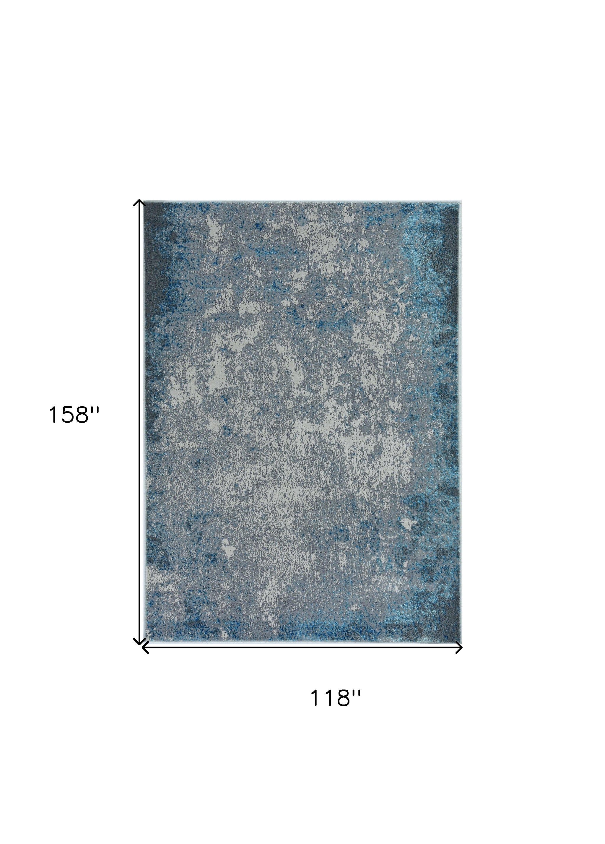 3'X5' Silver Blue Machine Woven Abstract Smudge Indoor Area Rug