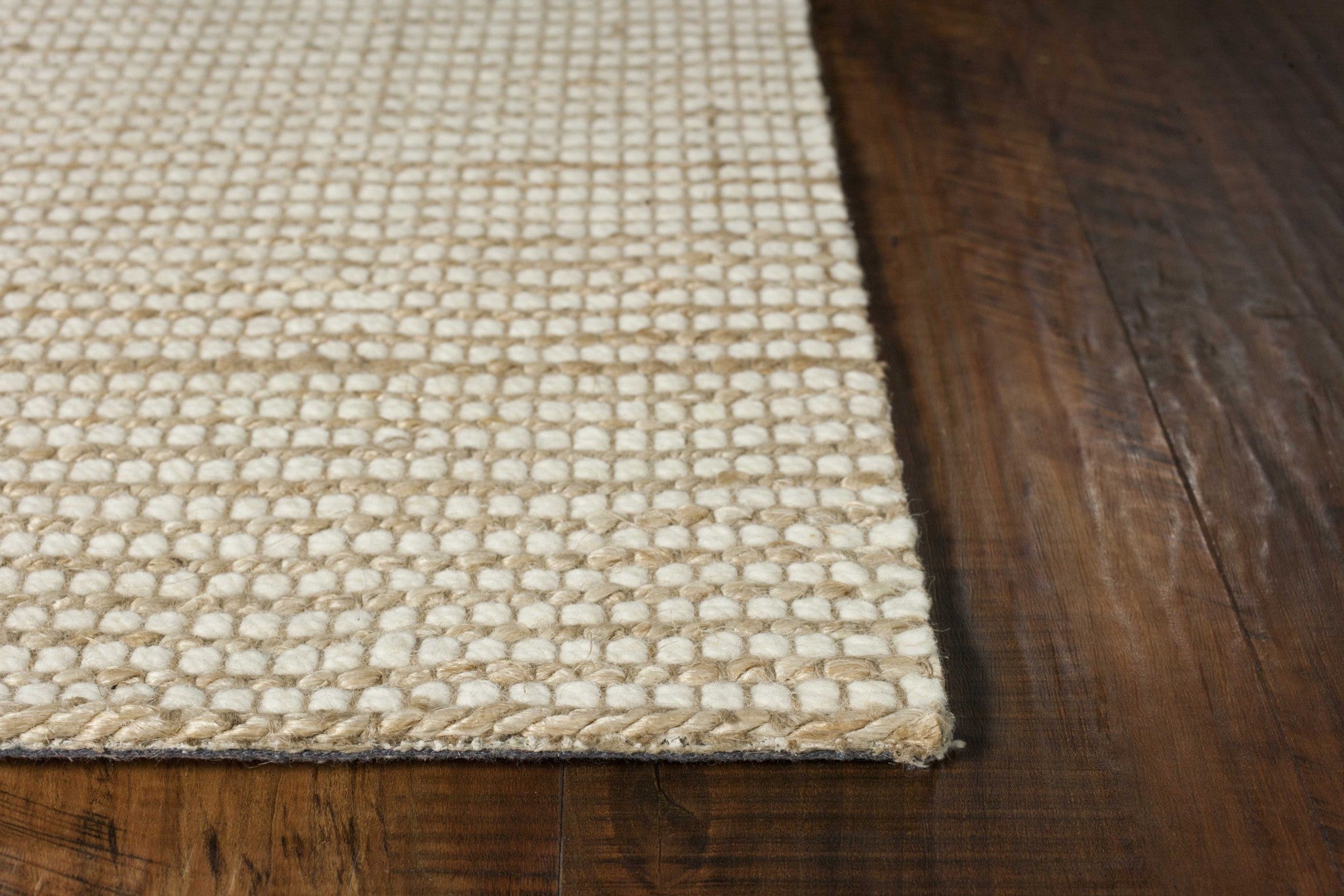 5'X7' Ivory Hand Woven Jute And Wool Indoor Area Rug