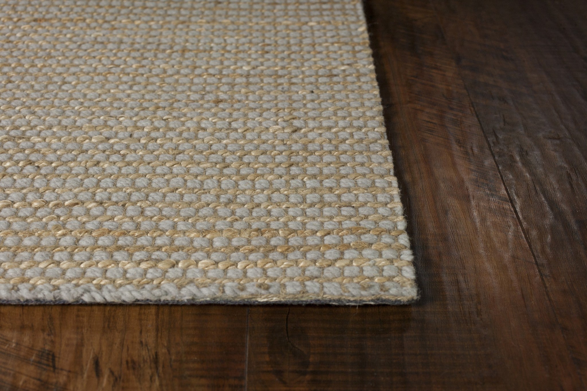 5'X7' Grey Hand Woven Wool And Jute Indoor Area Rug