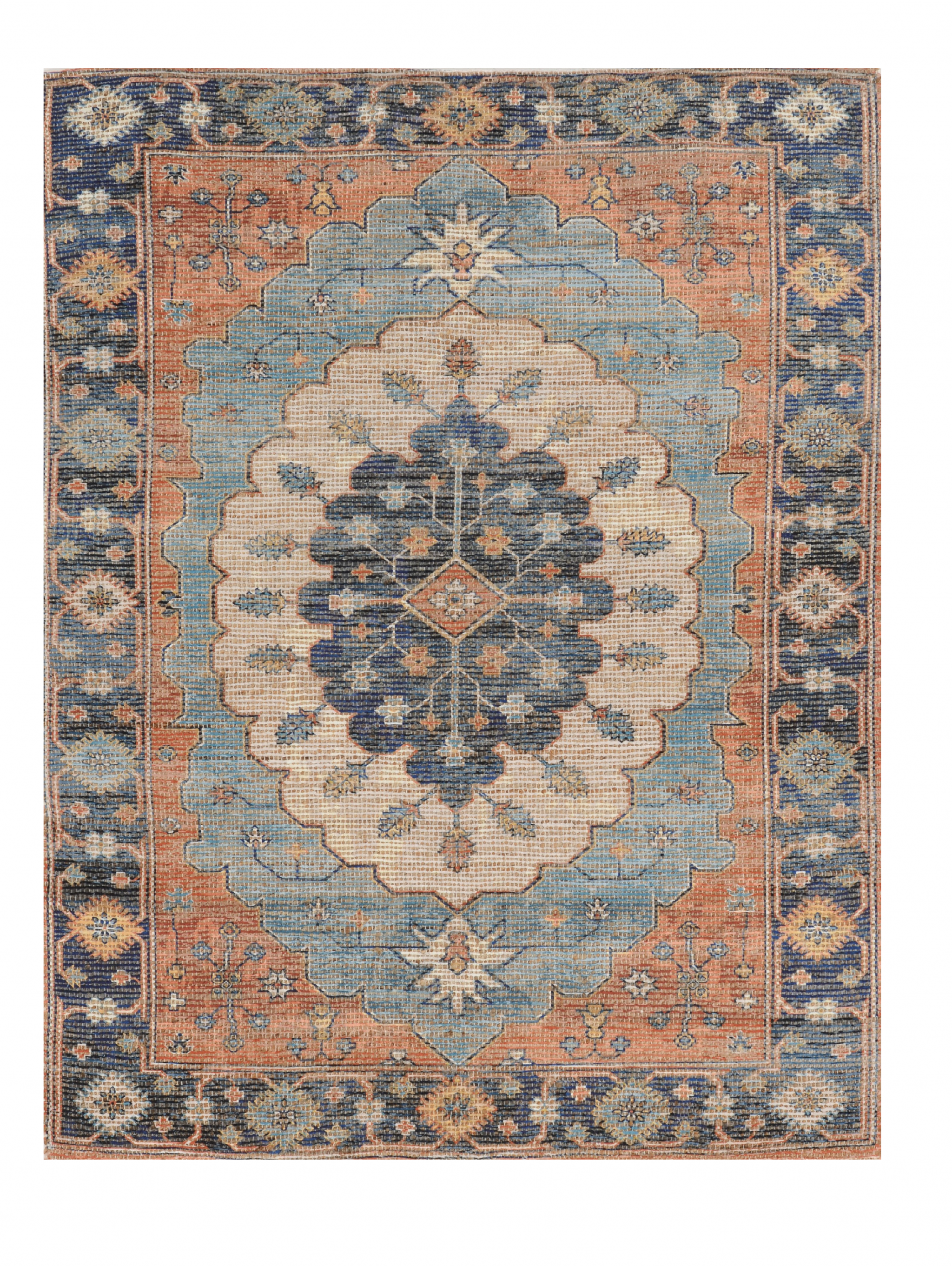 3'X5' Blue Hand Woven Oval Medallion Indoor Area Rug