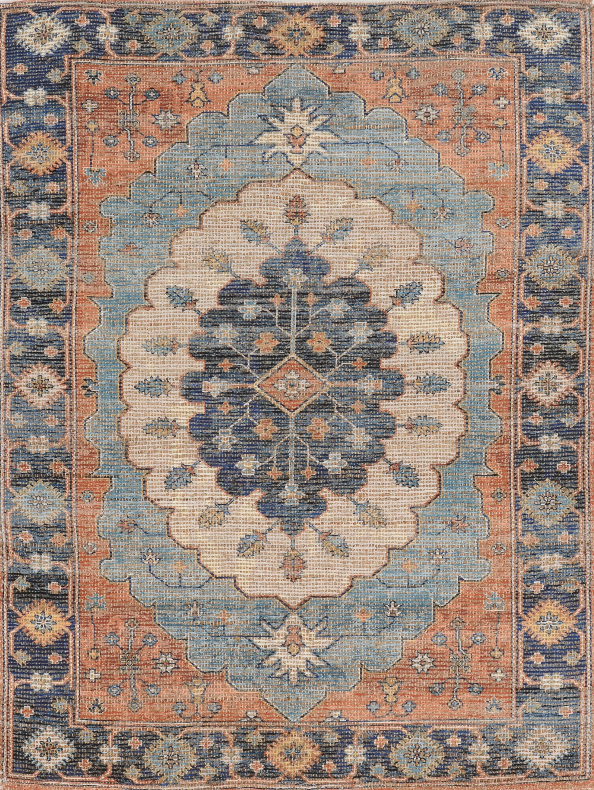 3'X5' Blue Hand Woven Oval Medallion Indoor Area Rug