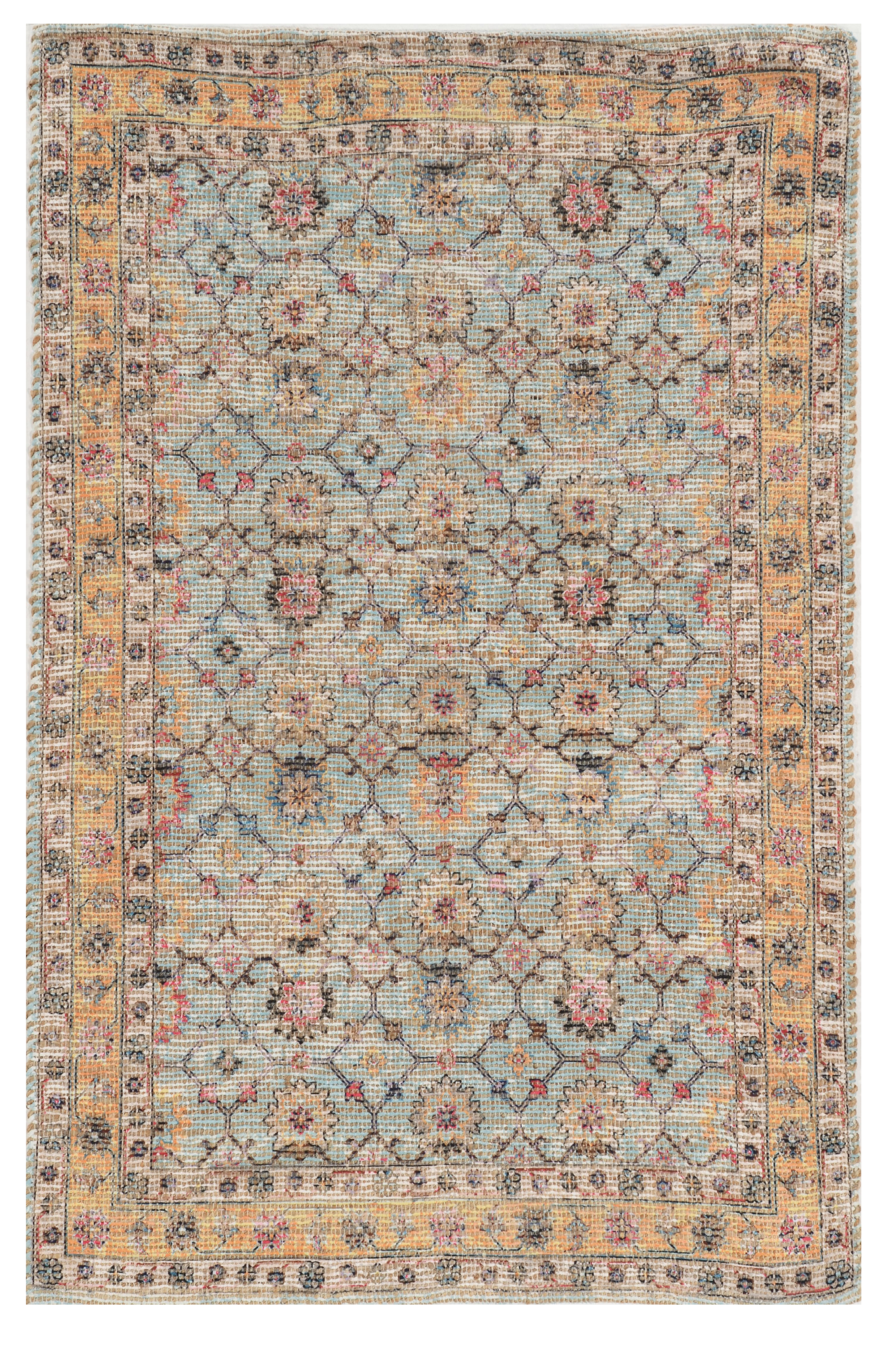 2'X4' Spa Green Hand Woven Floral Indoor Accent Rug