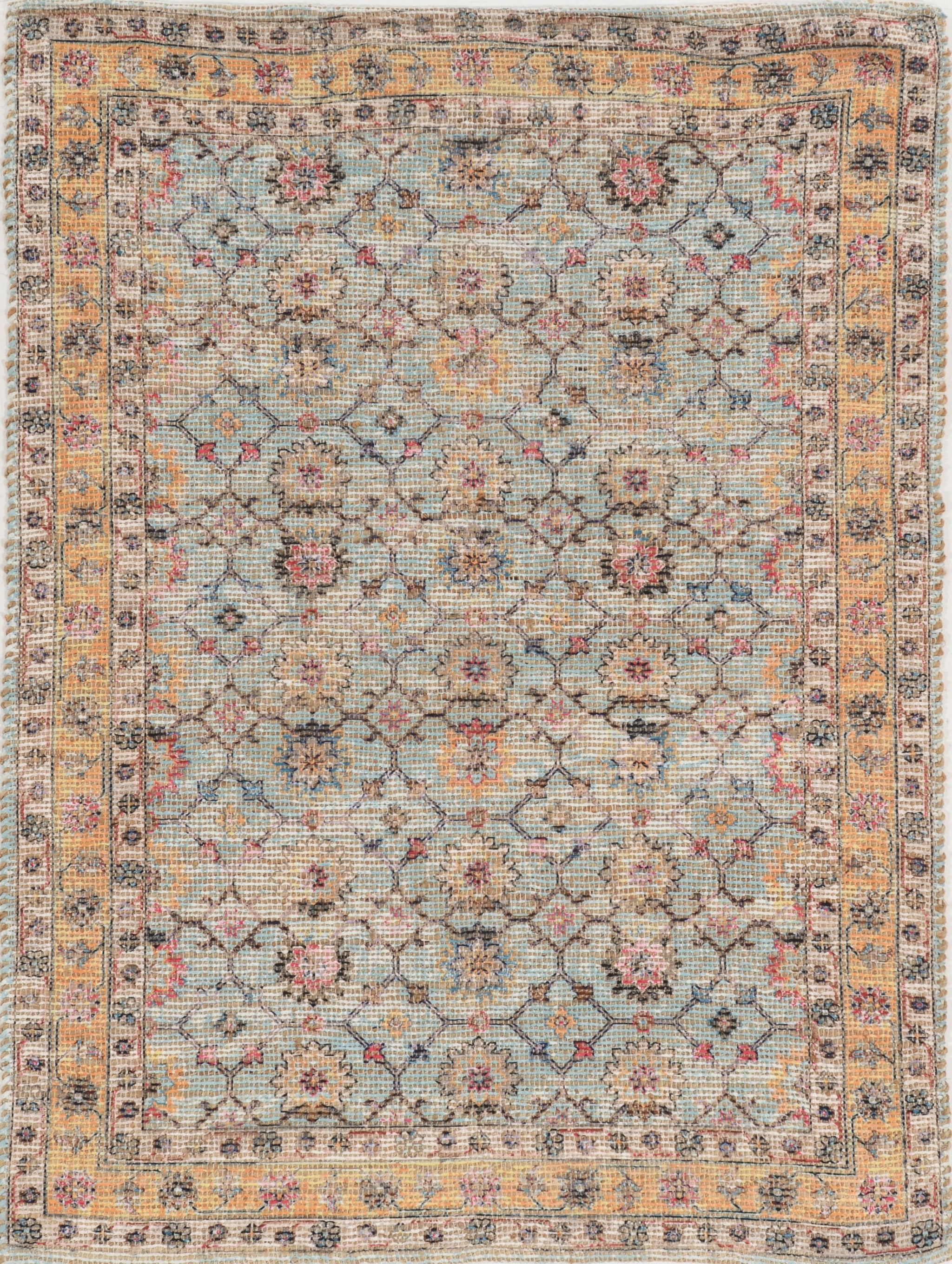 2'X4' Spa Green Hand Woven Floral Indoor Accent Rug